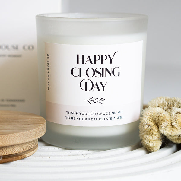 Happy Closing Day Candle, Personalized Candle, Realtor Gift, Housewarming Gift, New Home Gift, Closing Gift, Gift from Realtor, Soy Candle