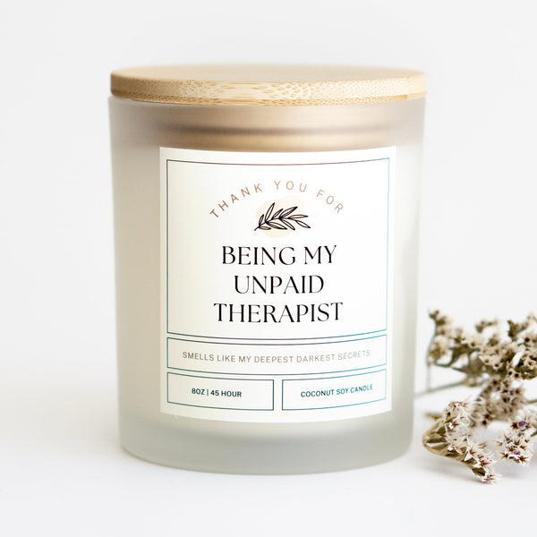 Thank You for Being my Unpaid Therapist, Funny Gift, Best Friend Gift, Funny Candles, Gifts for Her, Coworker Gift, Funny Candle, Birthday